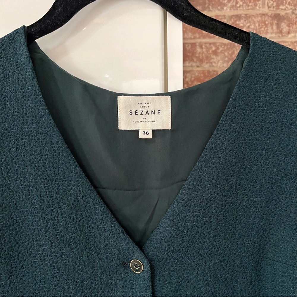 Sezane Elsa blouse in Vert, Sz. 36 - Picture 3 of 6